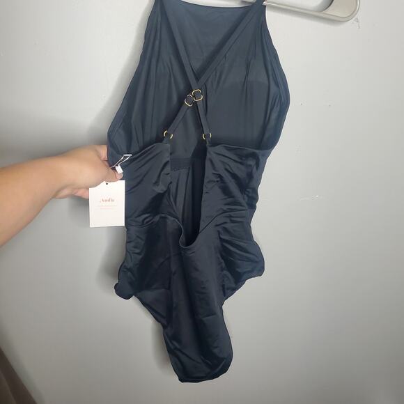 Andie Swim The Asbury One Piece Black Women's Size Medium NWT M High Neck - Picture 8 of 10